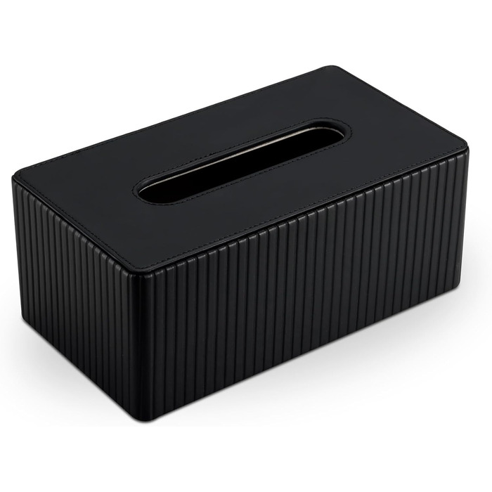 Стильна коробочка для серветок KingFOM з PU шкіри (чорна, прямокутна) – для вітальні, ванної кімнати та офісу
