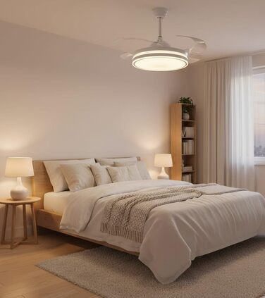 Вентилятор стельовий Bel Air Asgard 108 см з LED підсвіткою, дистанційним керуванням та зимовим режимом (білий)