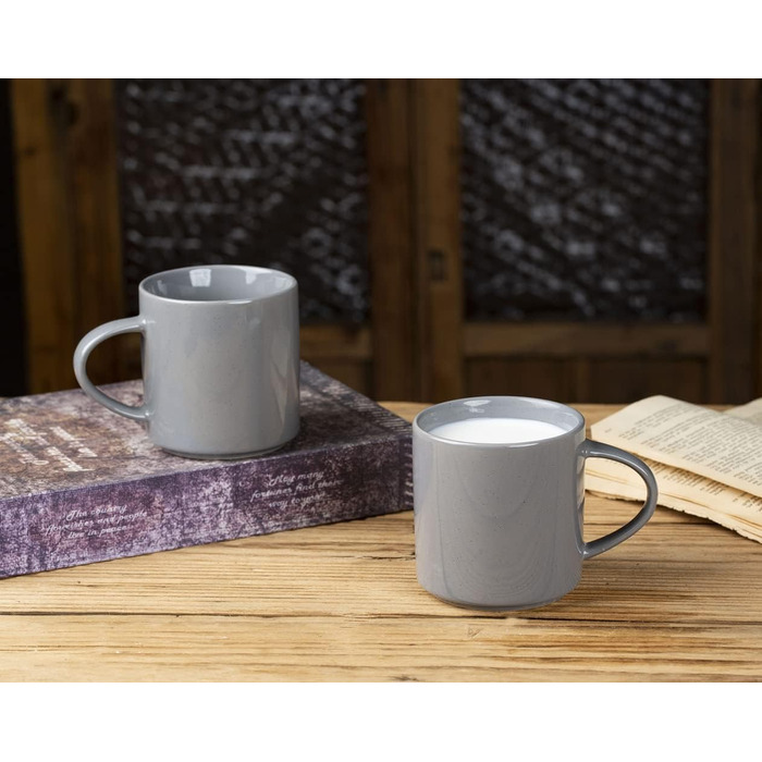 Набір посуду Nebula для 6 осіб, 18-ти частинний: тарілки та миски, керамічний набір, таріль/сервіз, підходить для мікрохвильової печі та посудомийної машини, колір кориця (темно-сірий), 6 чашок (355мл)