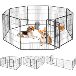 Металевий вольєр для цуценят та собак, 12-секційний загін, висота 60 см, для собак та цуценят