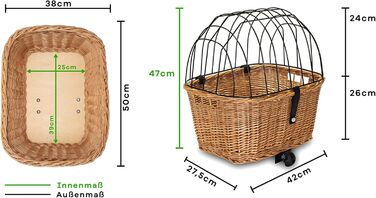 Корзина для велосипеда Tigana з прутів для багажника, 50 x 38 см, чорна (S-S), з подушкою
