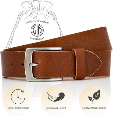 Чоловічий шкіряний ремінь Lindenmann, повноецінна шкіра, колір коньяк, ширина 40 мм, розмір 115 см, довжина 130 см, XXL