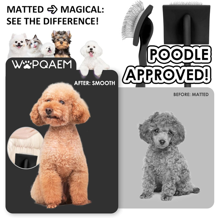 Гребінець для собак та котів Slicker з дерев'яною ручкою та довгими шпильками з нержавіючої сталі – видаляє підшерсток, ковтуни та вузли – з гребенем для догляду – для голден ретриверів та мейн кунів – великий (чорний)