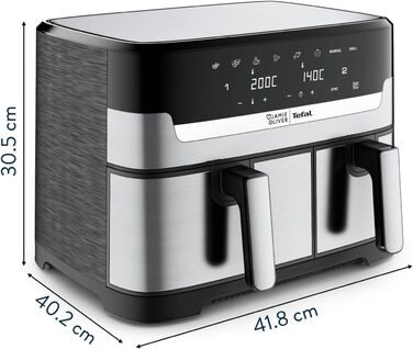 Аерофритюрниця Tefal Jamie Oliver Dual Drawer 8.3л з грилем та 8 програмами EY90JDE1