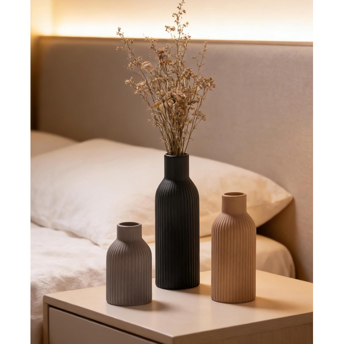 Керамічні вази 3 шт., Сучасний мінімалізм, декор для дому, вази для пампасних трав, вітальня (Хакі/Чорний/Сірий)
