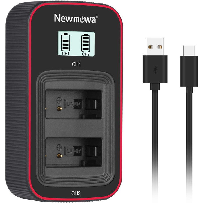 Зарядний пристрій Newmowa з LCD-дисплеєм Dual USB для Canon LP-E17 (EOS M3, M5, M6, 200D, 250D, 750D, 760D, 800D, Rebel T6i, T6s, 8000D, 9000D, Kiss X8i, Kiss X9, Rebel SL3)