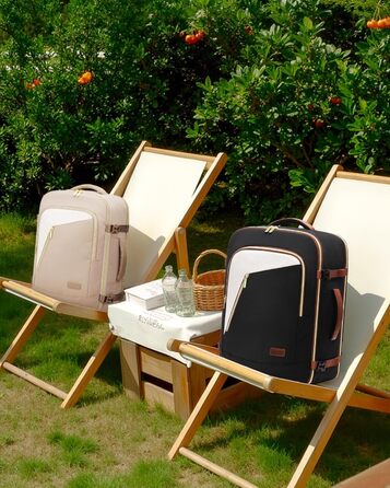 LOVEVOOK Рюкзак ручної поклажі, жіночий, для подорожей, з відділенням для ноутбука 17.3 дюймів, Carry On Luggage, для роботи, бізнесу, вихідних Beige Khaki