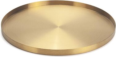 DOKOT Round Stainless Steel Serving Tray Gold, Jewelry and Makeup Organizer/Candle Tray Gold (32 cm)