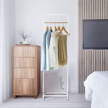 Stable Clothes Rack Coat Stand Slim Coat Rack Metal Coat Rack for Bedroom L16xB16x55 Inches, White…