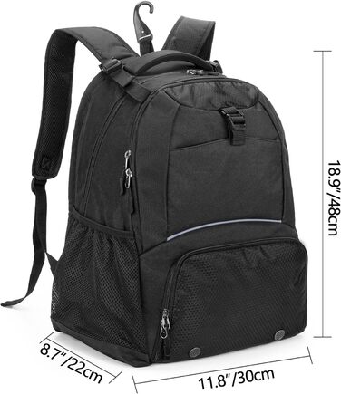 DSLEAF Tennis Backpack for 2 Rackets - Multi-Sport Bag with Ventilated Shoe Compartment - Tennis, Pickleball, Badminton, Squash - Black