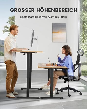 ErGear Electric Standing Desk 100x60cm - Vintage Wood Finish, Memory Height Adjustment for Home Office & Desk Connector Plate