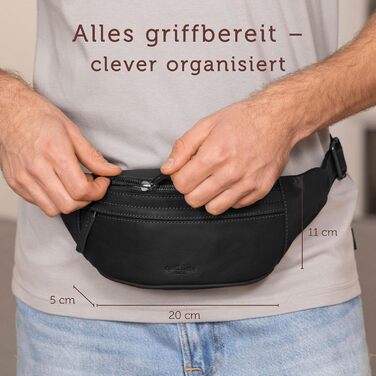 Чоловіча/жіноча поясна сумка Gusti Leather Spencer I з натуральної шкіри (чорна)