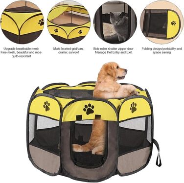 Клітка-загін для собак та цуценят, складана, 73x73x43 см, зелений