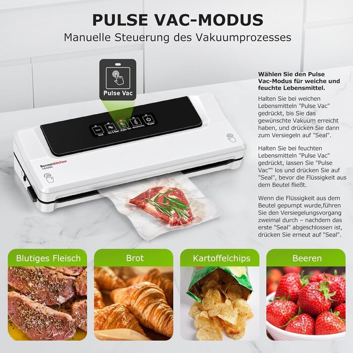 Вакуумний пакувальник Bonsenkitchen для продуктів харчування та Sous Vide, 40 пакетів у комплекті