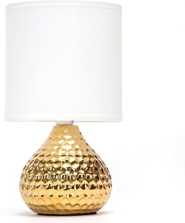 Лампа настільна Aigostar керамічна, вінтажна з абажуром з тканини, патрон E14, max.40W, сучасна, нічник для спальні, вітальні, офісу (без лампочки) - H235mm, золото - H23.5cm