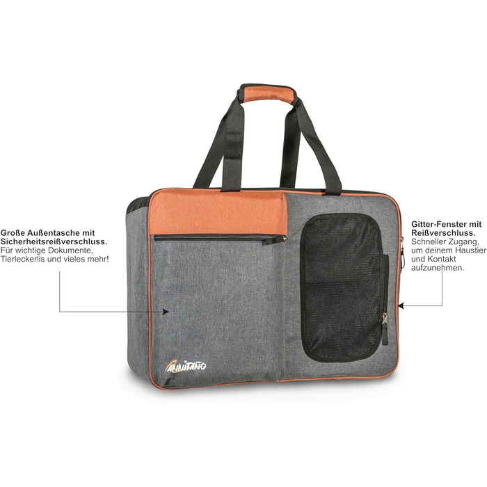 Annitaño Преміум переноска для собак, 55x40x23 см, EUWI - Водонепроникна, до 12 кг, комфортна для подорожей