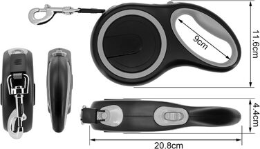 Висувна собача шлейка 8м, високоякісна, для собак до 50кг (сіра, фіолетова)