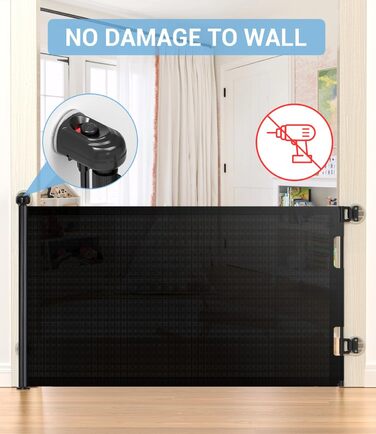 Захист для дитячих воріт Nalezuns, висувний, 0-180 см, сірий, чорний (без перфорації)