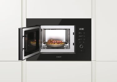 Вбудована мікрохвильова піч Candy MIC 20 EX, 20 літрів, 800W, гриль 1000W, металік (чорне скло)