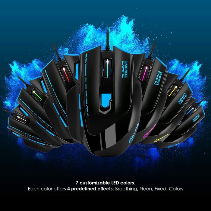 Набір для геймінгу EMPIRE GAMING Hellhounds: Клавіатура, миша, килимок для миші - програмування через ПЗ, RGB підсвічування, 7200 DPI, сумісність з Windows