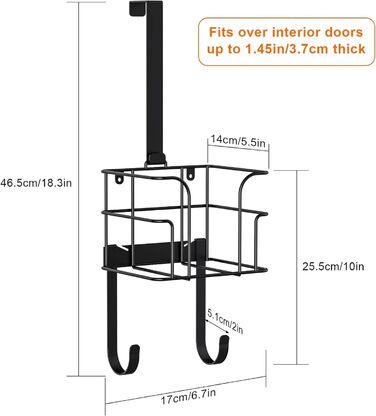 Настінна вішалка для одягу та праски, чорна. Підходить для пральні, прасувальної кімнати. Настінний тримач для праски та одягу.