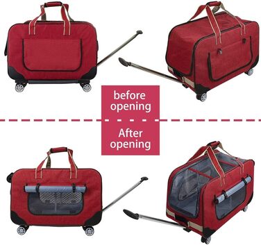 Переносний переноска для тварин з телескопічною ручкою, ролери для собак та котів (червоний)