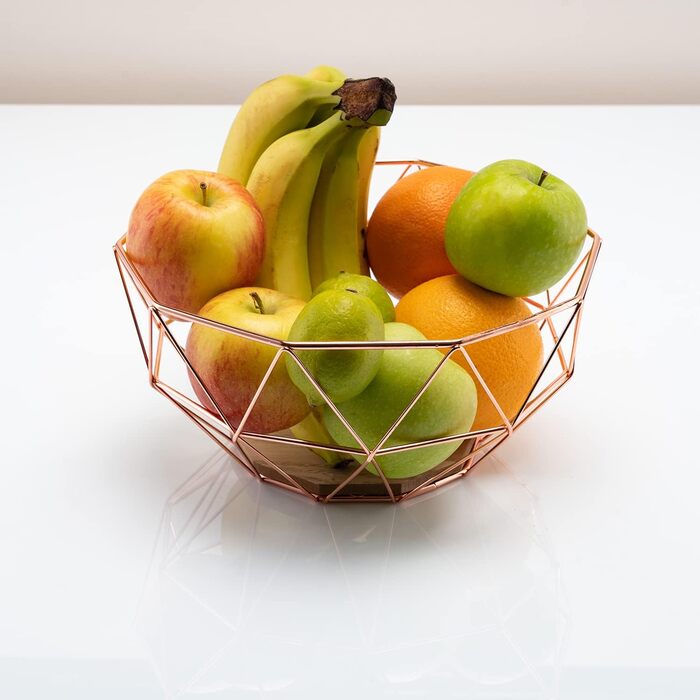 Металева фруктова ваза Chefarone - декоративний вінтажний кошик для фруктів (26x26x12 см, коричневий)