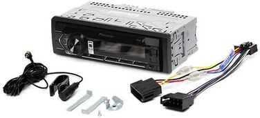 Автомагнітола Pioneer MVH-S320BT 1DIN з Bluetooth, USB, AUX, RDS, німецьке меню, чорна/червона, напівглибока установка, Smart Sync, гучний зв'язок