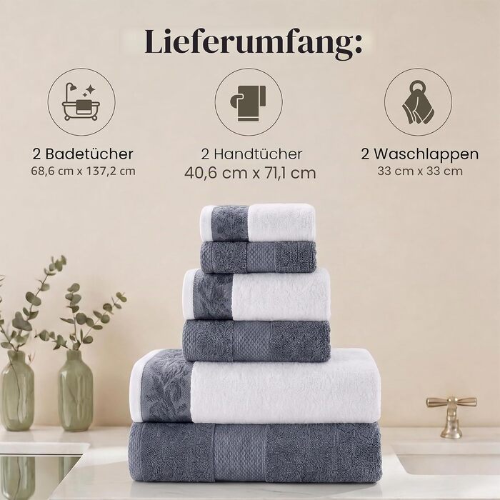 Набір махрових рушників Modern Threads з жакардовою вишивкою Filgree, 600 г/м², синій, стандартний розмір