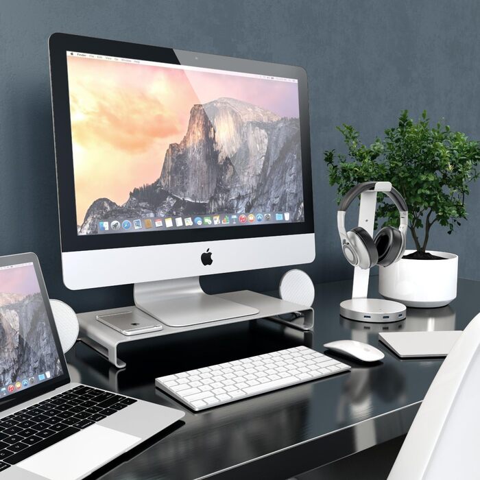 Підставка для монітора Desire2 алюмінієва, для столу, сумісна з iMac, MacBook, ноутбуками та ПК, срібляста