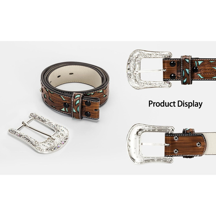 Жіночий/Чоловічий ковбойський ремінь INOGIH з регульованою пряжкою у вінтажному стилі - для джинсів, штанів, суконь. Розмір 30'-39' (107 см)