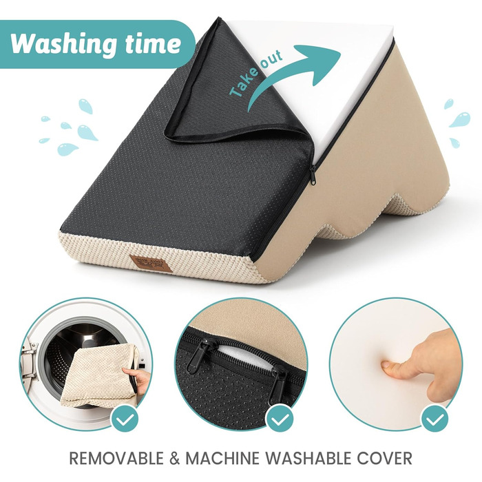 Сходинки для собак COZY KISS, 40 см, для маленьких собак, з високощільним губчатим матеріалом, 3 сходинки, зручні для дивану, з антиковзким покриттям, бежевого кольору (40x57x40 см)