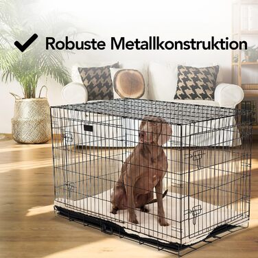 Скам'янка для собак Brixy Hundebank, розмір S, чорна, розкладний, 2 дверцята, 61x43x49 см