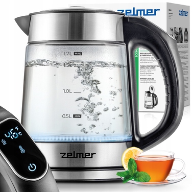 Електричний чайник Zelmer ZCK8033, 2200 Вт, 1,7 л, сріблястий/сірий