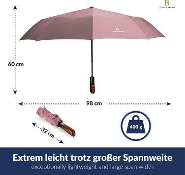 Чорний парасолька LOGAN & BARNES Dublin: штормостійкий, з дерев'яною ручкою, тефлонове покриття