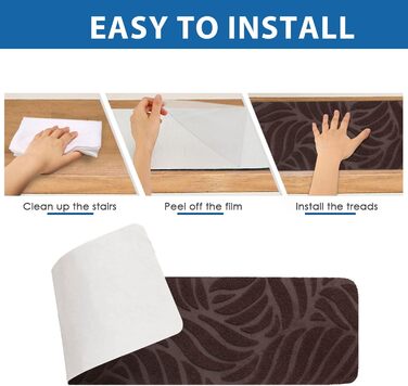 GOYLSER Non-Slip Wooden Stair Treads - Felt Self-Adhesive Stair Mats - 15 Piece Set (76x20cm)