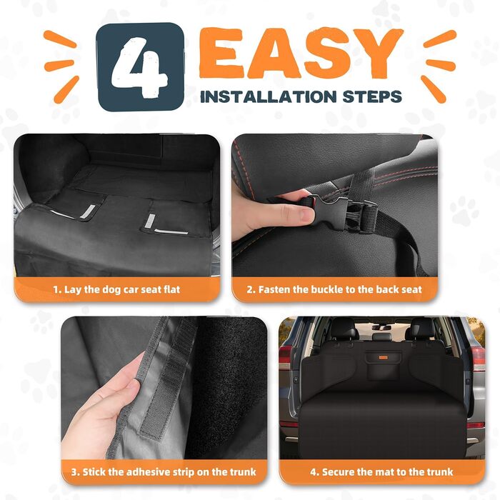 Захист для багажника автомобіля для собак з боковими та захистом від порогу - універсальний килимок для багажника для собак - водовідштовхуючий та стійкий до подряпин - килимок для багажника для автомобіля, універсала, SUV чорного кольору