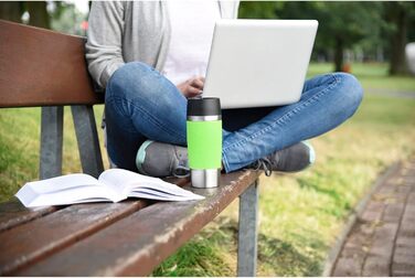 Термокружка Emsa Travel Mug Classic, 360 мл, жовта, з рукавом, 4 години гаряче, 8 годин холодне, 100% герметична