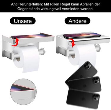 Тримач туалетного паперу з щіткою для унітазу з нержавіючої сталі 304, настінний, срібляний