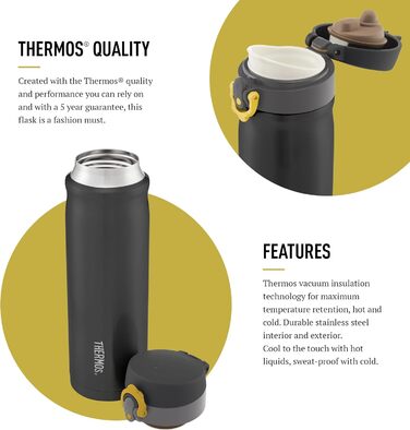 Stainless Steel Insulated Travel Mug - 470ml - Charcoal Color