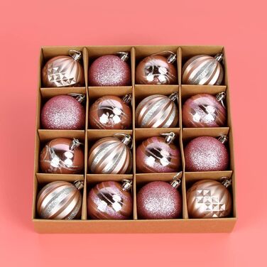 Набір новорічних кулічок Bluelves, 16 шт., рожеві, 6 см, пластик. Декор ялинки, прикраси для ялинки