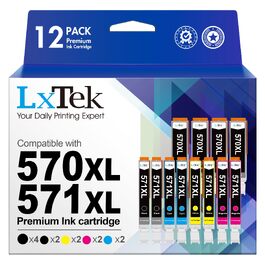 Комплект картриджів LxTek 570XL та 571XL для принтерів Canon PIXMA TS5050, TS5055, TS5000, TS6050, MG6852, MG5753 (12 шт.)