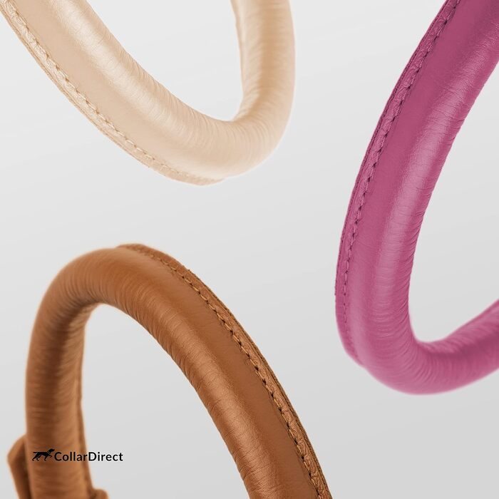 Стильний шкіряний нашийник для собак CollarDirect: м'який, з обмоткою, ручної роботи, для цуценят та дорослих собак, різних розмірів та кольорів (рожевий, червоний, фіолетовий, блакитний) (рожевий, 15-18 см)