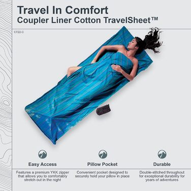 Кокон з бавовни Cocoon TravelSheet зі з'єднанням, спальний мішок для подорожей