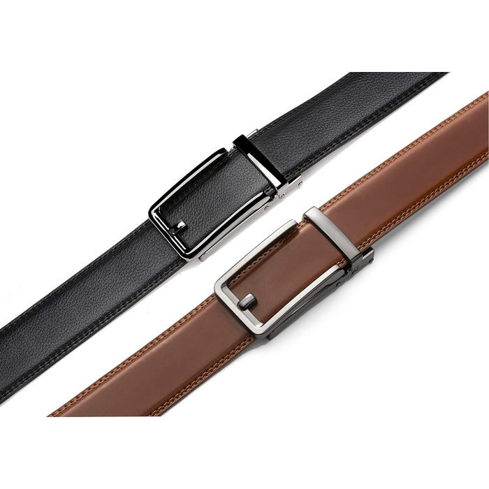Чоловічий шкіряний ремінь CHAOREN 2 шт. чорний/коричневий – автоматичний ремінь для чоловіків 35 мм з подарунковою коробкою – стильний ремінь для будь-якого випадку та вбрання, розмір 90-100 см