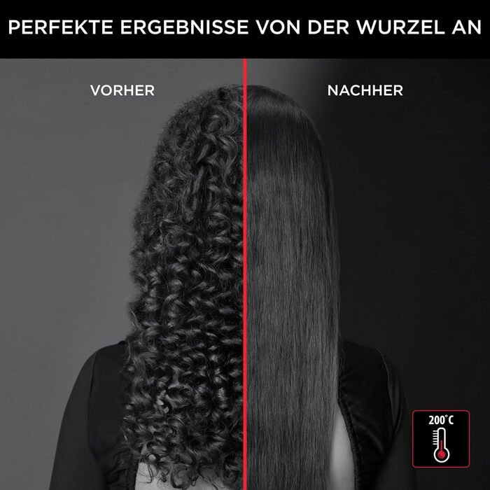 Прямий гребінь Rowenta x Karl Lagerfeld CF582L для всіх типів волосся | Швидке випрямлення | Керамічне покриття | Іонізація | Чорний