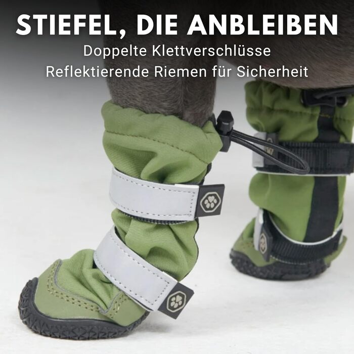 Spark Paws Waterproof Dog Shoes for Medium and Large Dogs, Non-Slip Reflective Dog Boots for Rain, Snow, Hiking, 4-Pack - Brown, A (Green, C: 6.0cm B | 18-27kg)