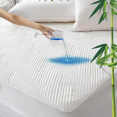 GRT Mattress Protector waterproof 180x200cm, 3D-Air Bamboo Fiber Cooling Mattress Cover & washable incontinence pad, breathable, ultra-soft and noiseless, suitable for mattresses up to 30 cm height