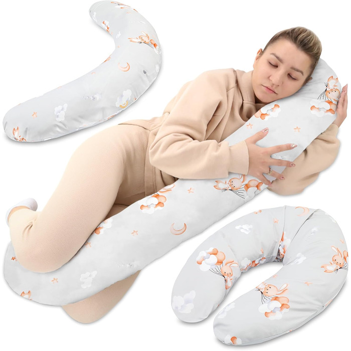 Подушка для вагітних Totsy Baby XXL 190 см з бавовни Oeko-Tex (бежева з зірками)