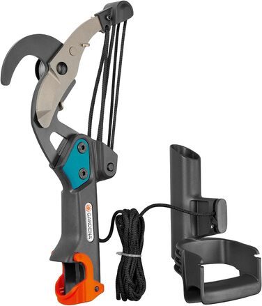 Gardena combisystem Bypass Tree Shear: Pruning shear with 5-fold roller gearing for effortless cutting of branches up to 35 mm in diameter, with a 4.7 m tear-resistant pull cord and D-handle (298-20)
